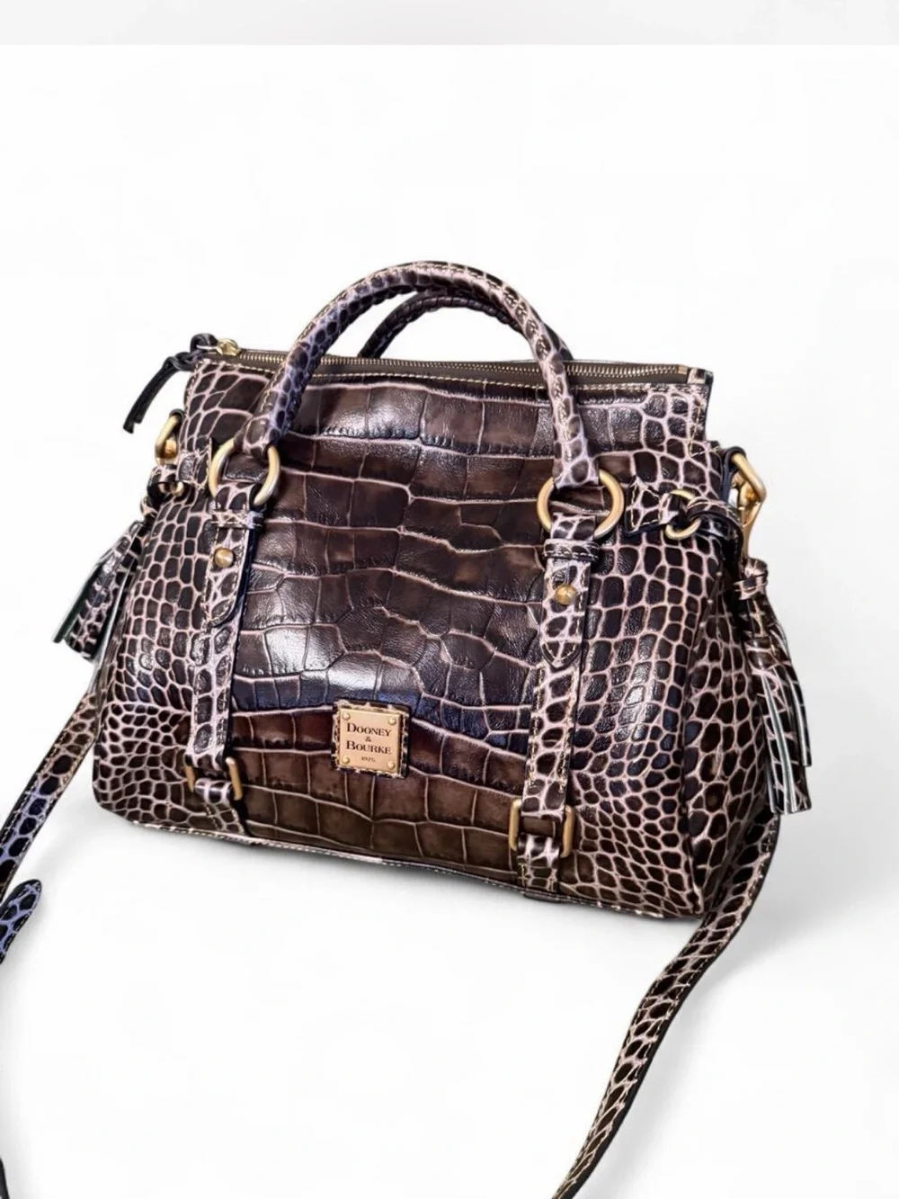 Dooney & Bourke Women's Croco Fino Leather Satchel Bag